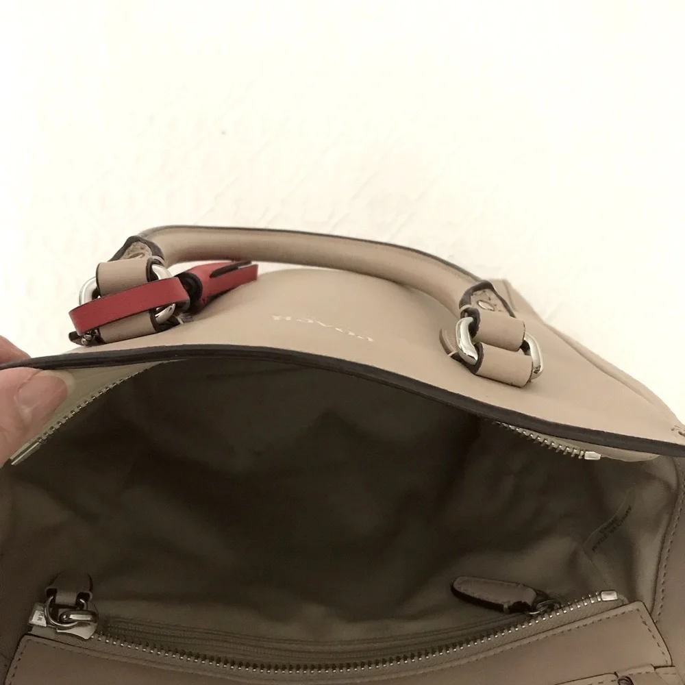 Coach Taupe Leather Satchel with Crossbody Strap - Picture 4 of 6